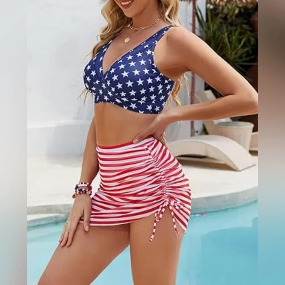 American Flag Patriotic Stars Stripes Bikini Set - Picture 5 of 13